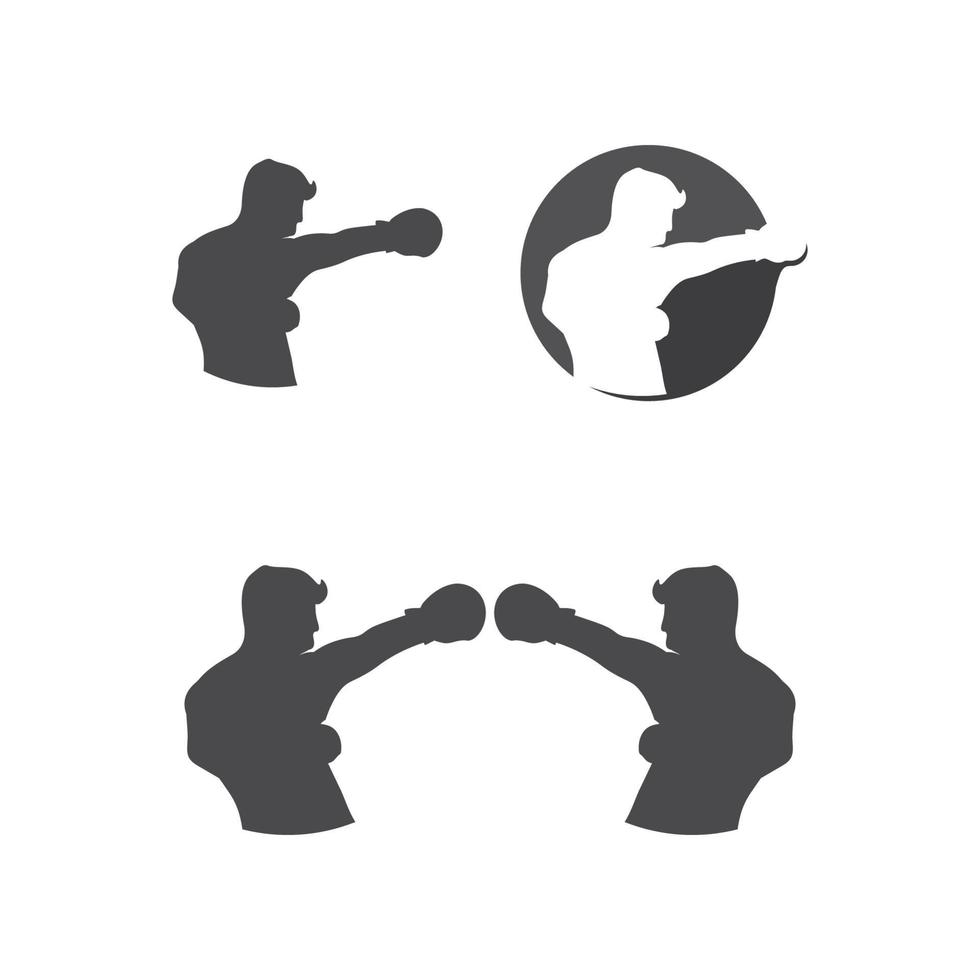 Boxing icon set and boxer sport design illustration symbol of fighter vector