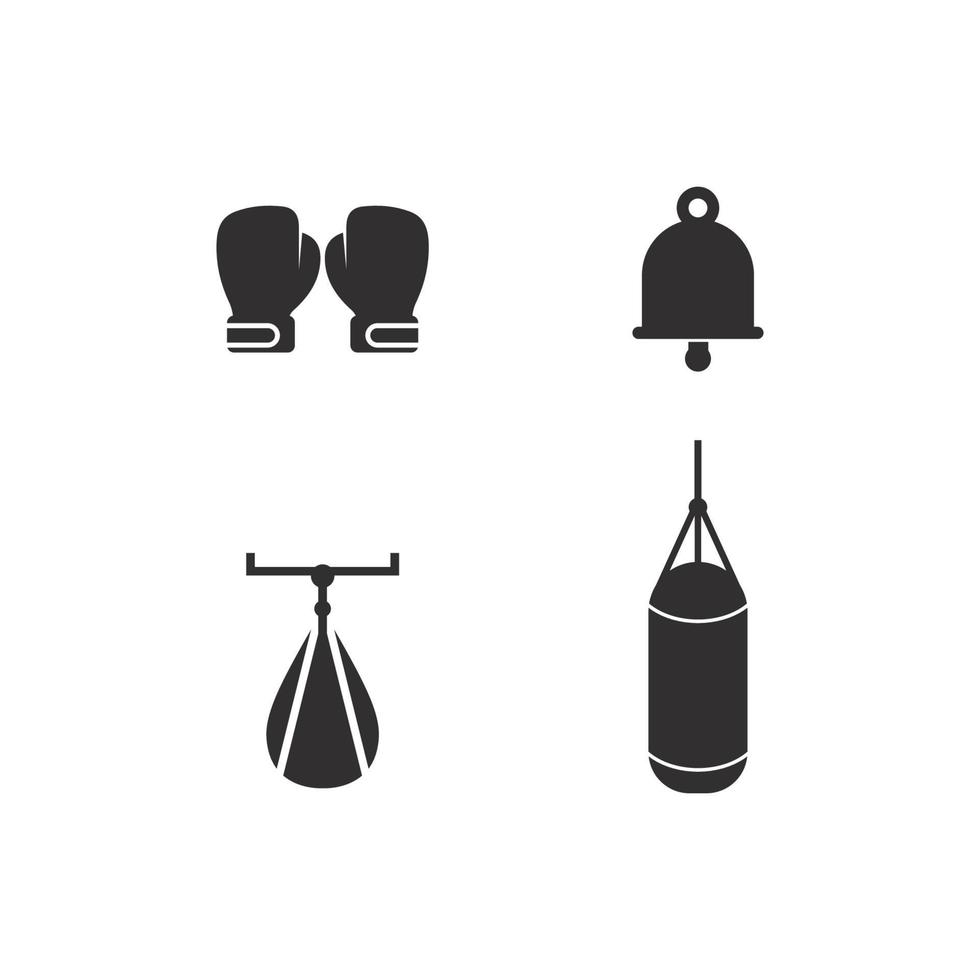 Boxing icon set and boxer sport design illustration symbol of fighter vector