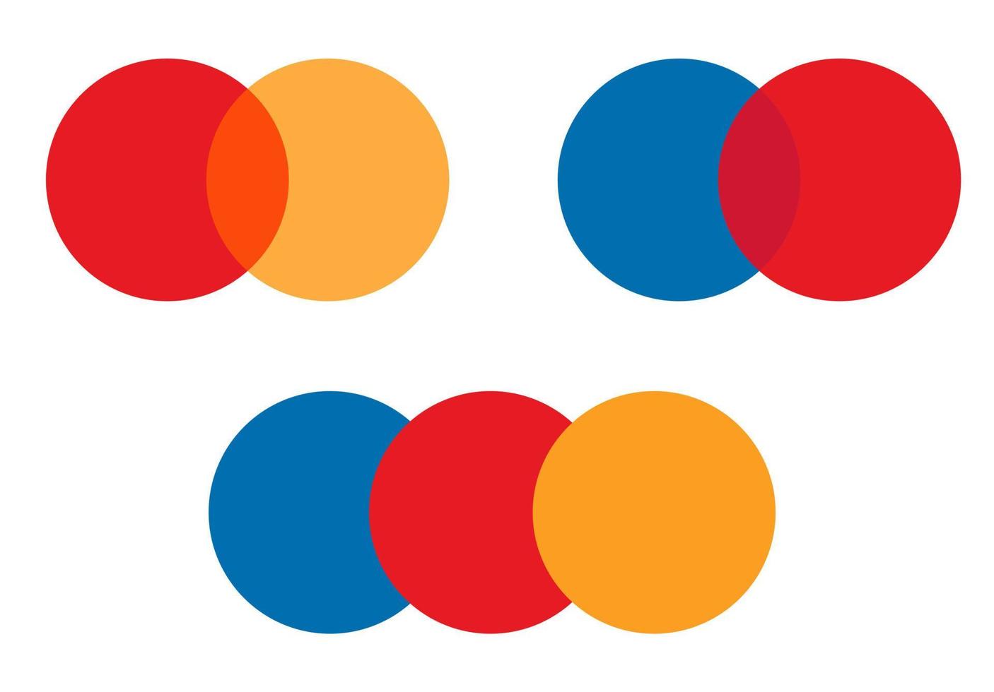 Red-orange circle logo template for credit  masterCard. Vector isolated set.