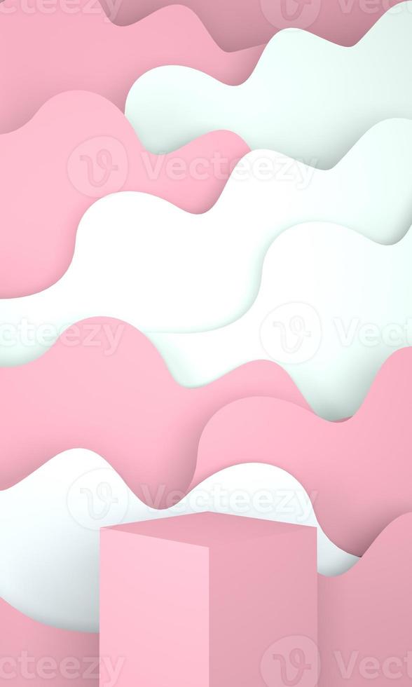 Podium use for product presentation. Abstract wave background. 3d rendering - illustration. photo