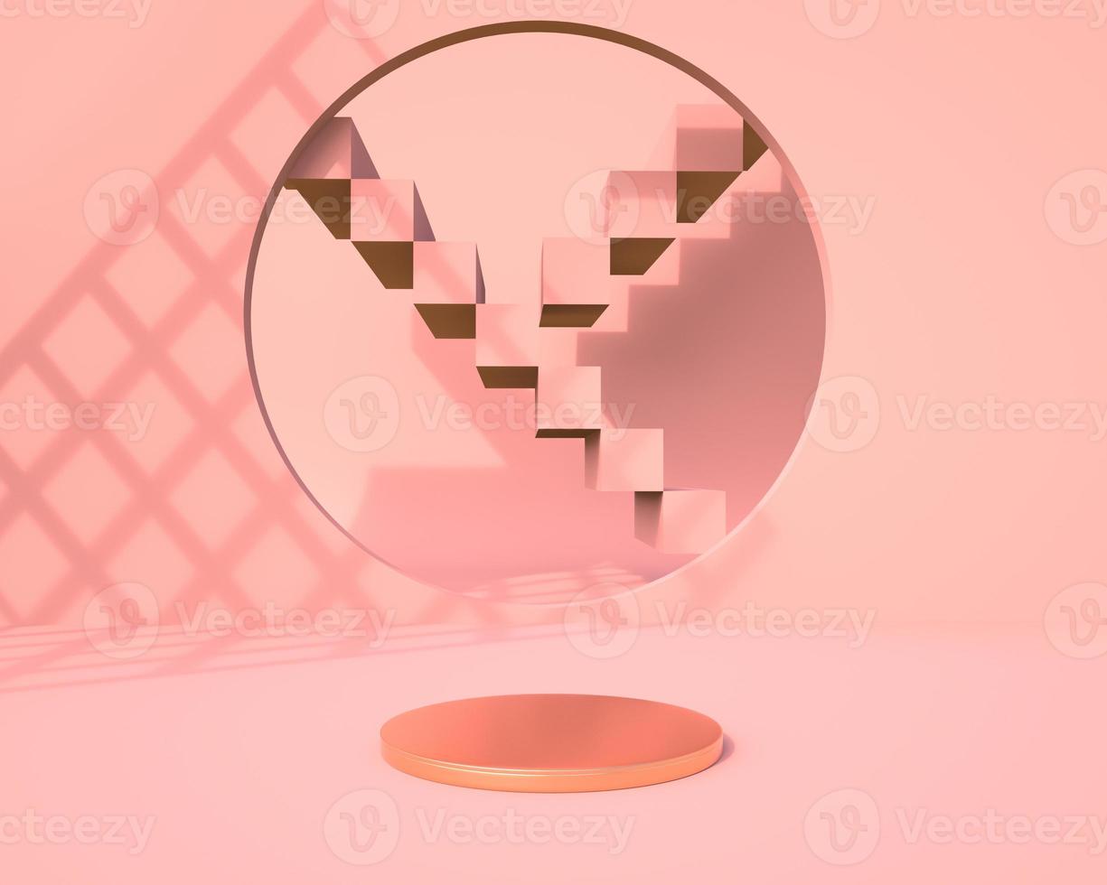 Minimal scene with geometrical forms, podiums in cream background with shadows. Scene to show cosmetic product, Showcase, shopfront, display case. 3d photo