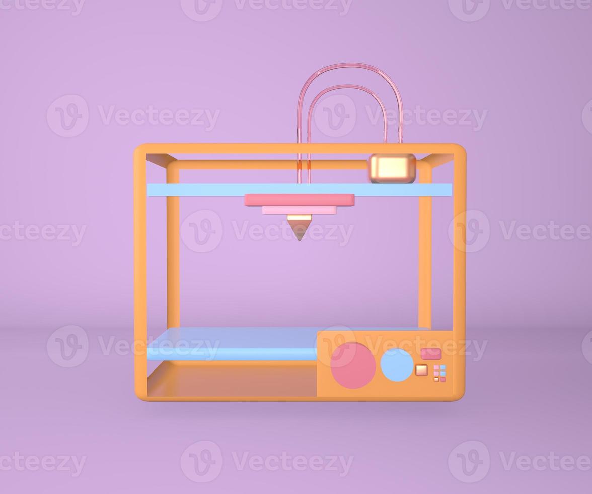 Multicolored 3d printer printering 3d render, 3d illustration. photo