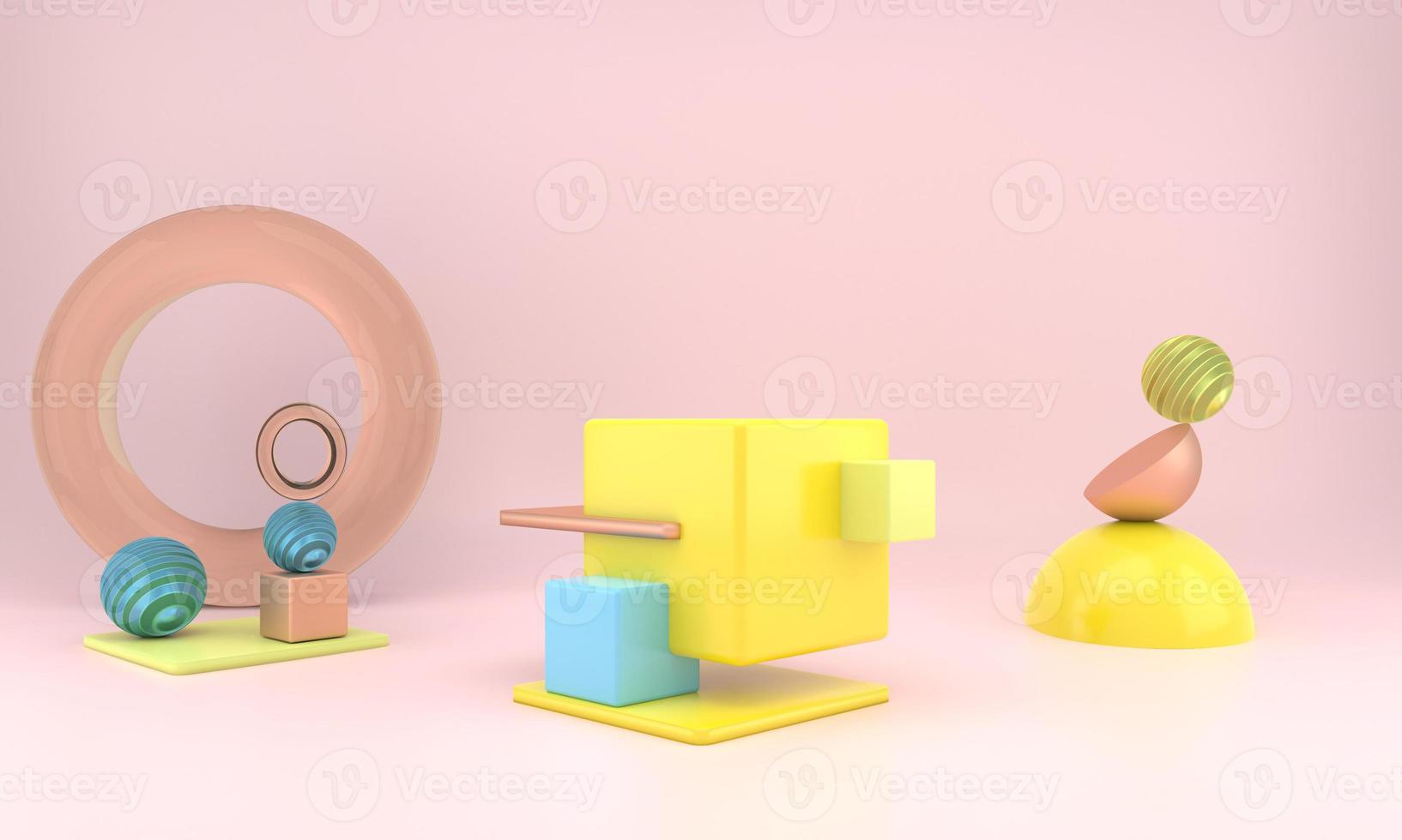 Abstract geometric shapes of product display with minimal and modern concepts, pedestal, podium, stand, 3D rendering. photo