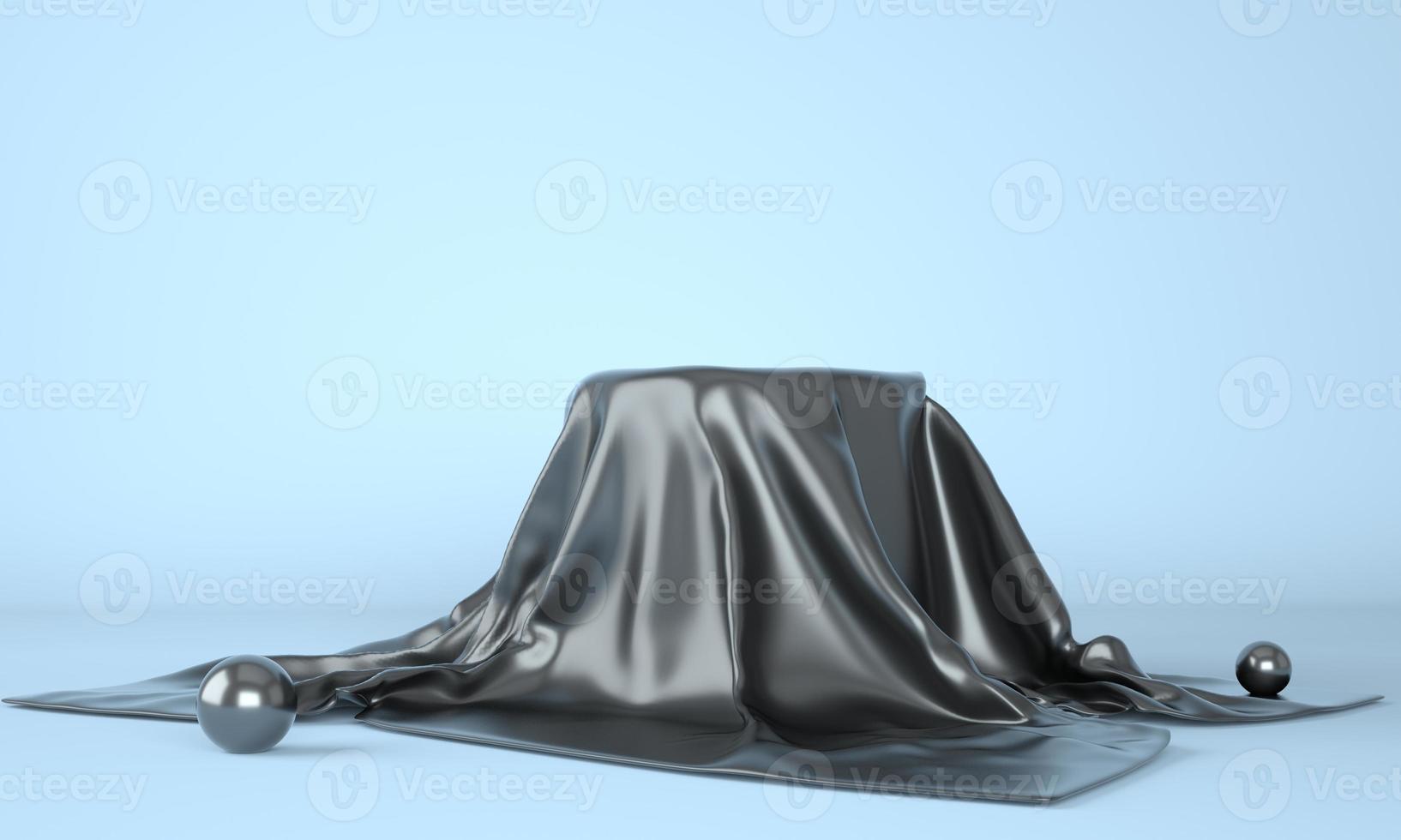 Empty podium covered with black cloth. 3d illustration photo