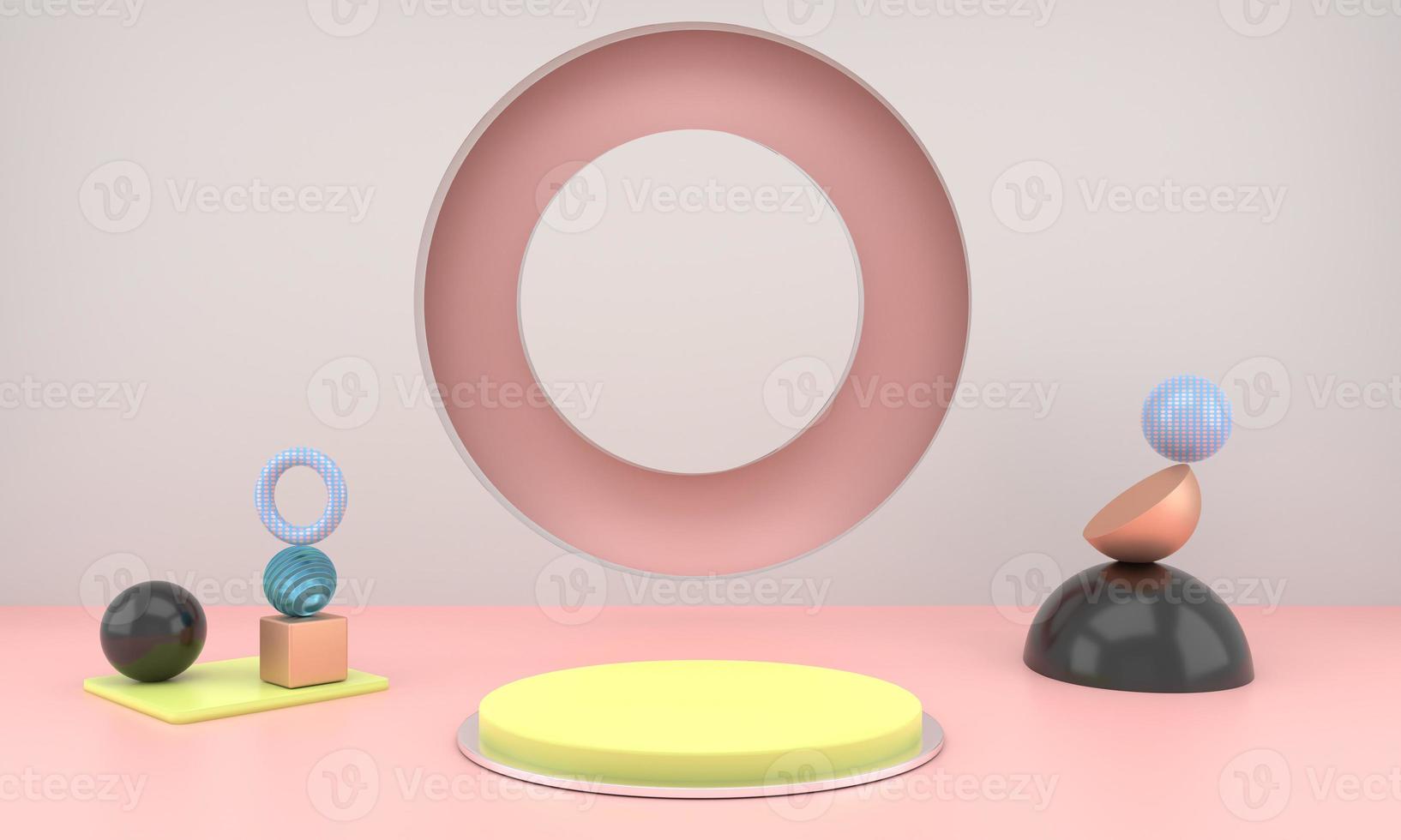 Abstract geometric shapes of product display with minimal and modern concepts, pedestal, podium, stand, 3D rendering. photo