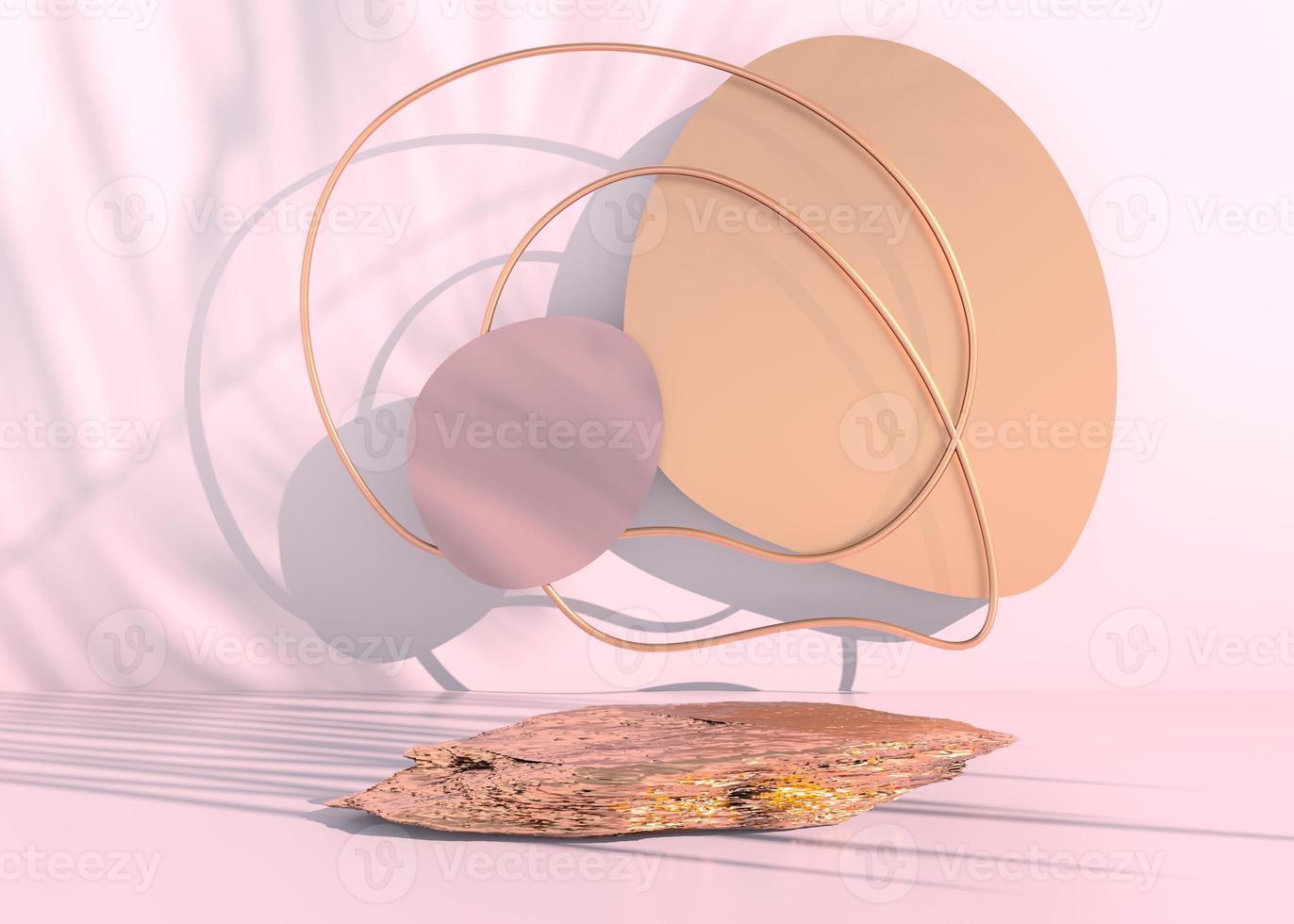 Stone podium on pastel background, for product display, Blank for mockup design. 3d render. photo