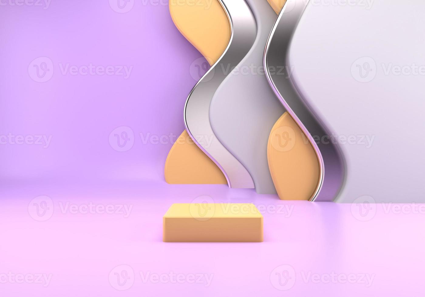 Podium use for product presentation. Abstract wave background. 3d rendering - illustration. photo