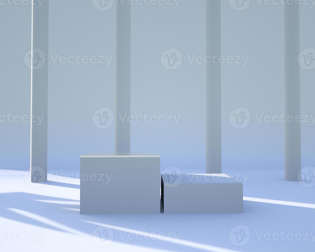 Minimal scene with geometrical forms, podiums in cream background with shadows. Scene to show cosmetic product, Showcase, shopfront, display case. 3d photo