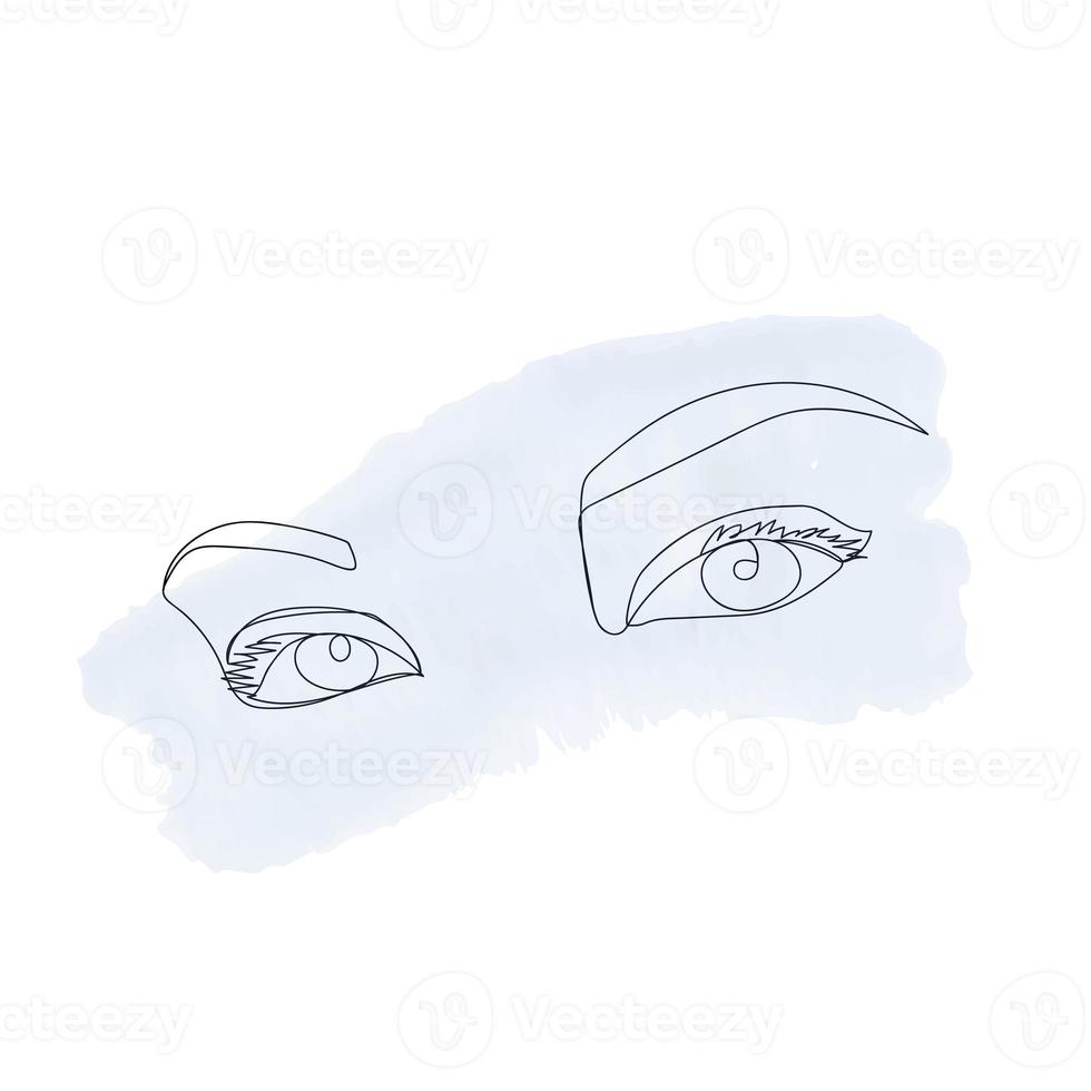 One continuous line drawing of woman eyes minimalistic linear sketch with abstract shapes. Moden style eyes for logo, icon emblem or web banner. Hand drawn illustration. photo