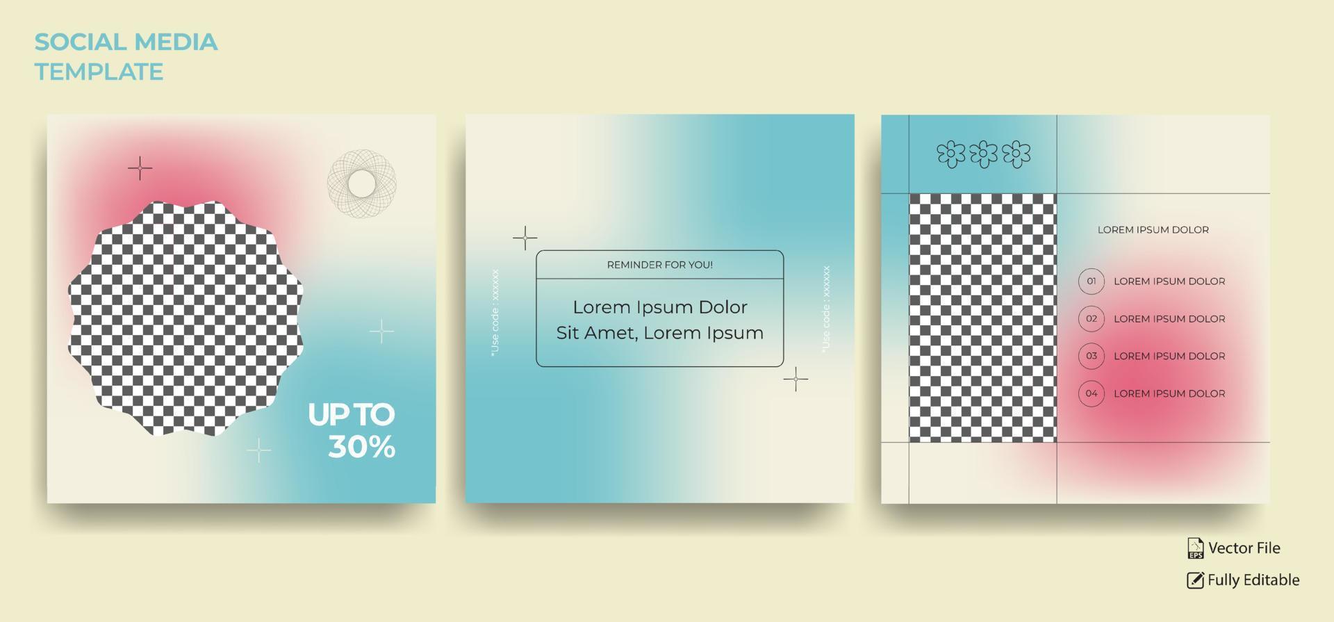 Minimalist colorfull gradient Social Media post banner or poster ads design template vector