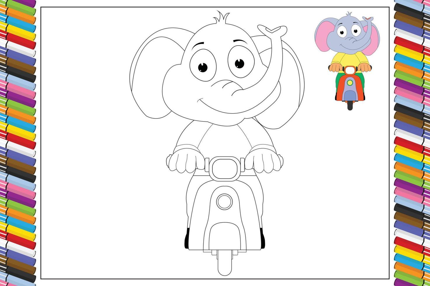 coloring animal cartoon for kids vector