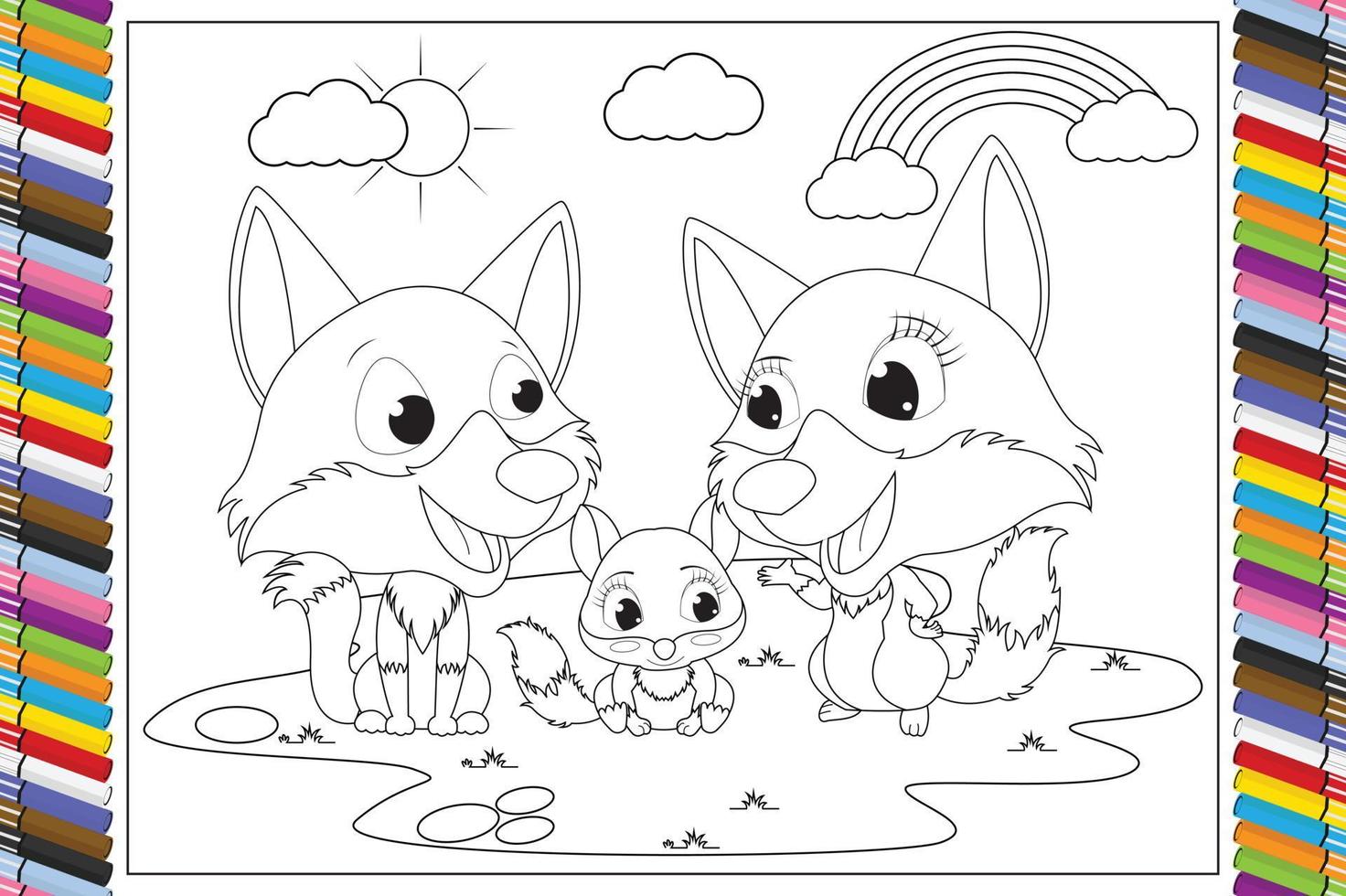 coloring animal cartoon for kids vector