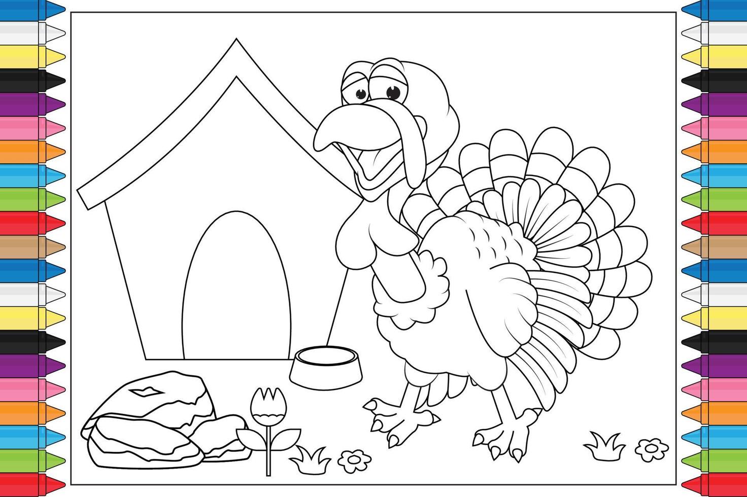 coloring cute animal cartoon for kids vector