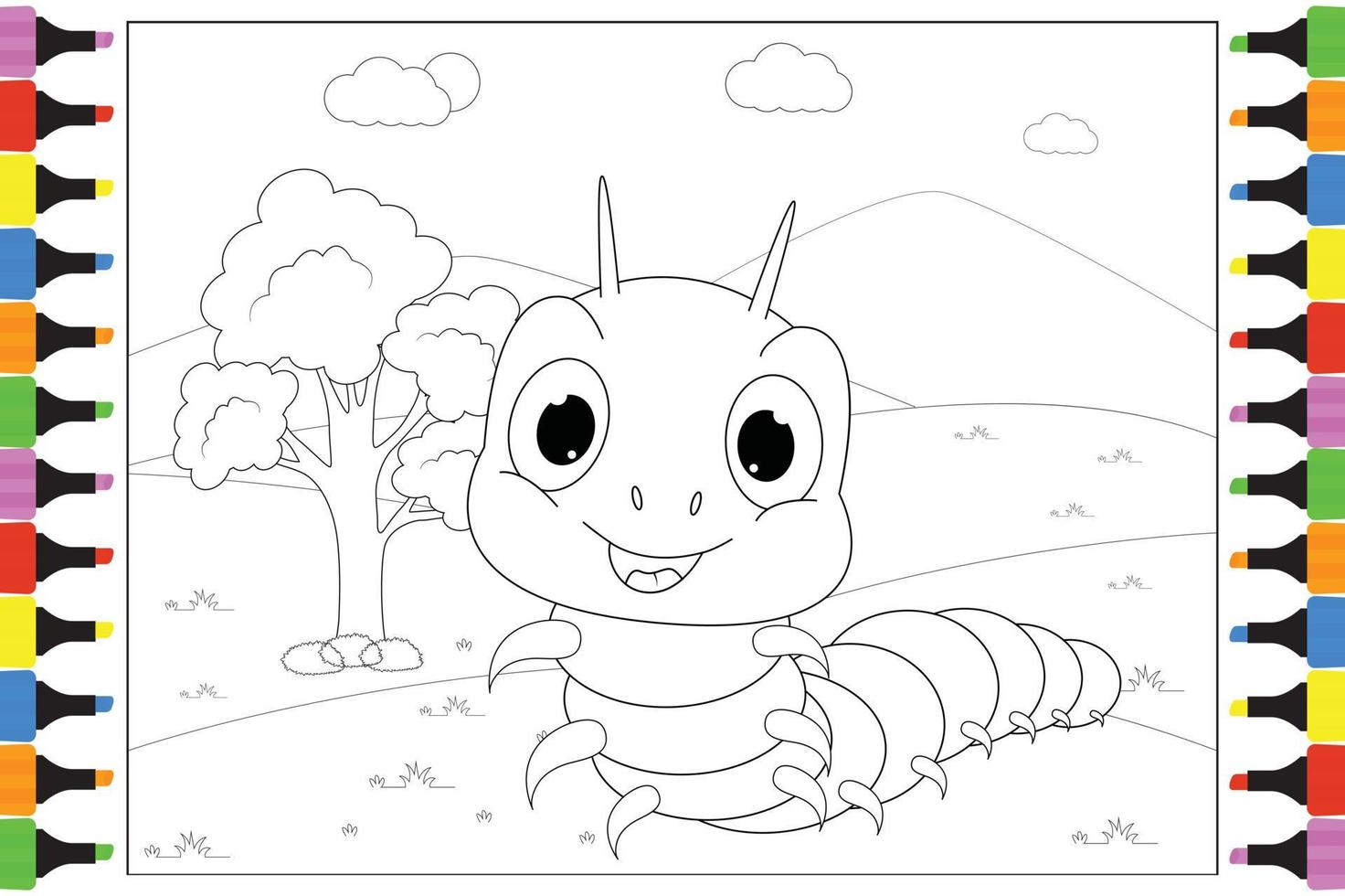 coloring cute animal cartoon for kids vector