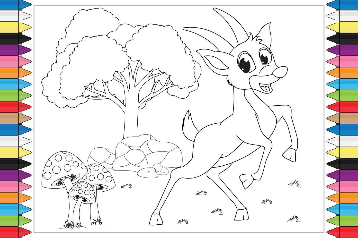 Colorear dibujos animados de animales lindos para niños vector