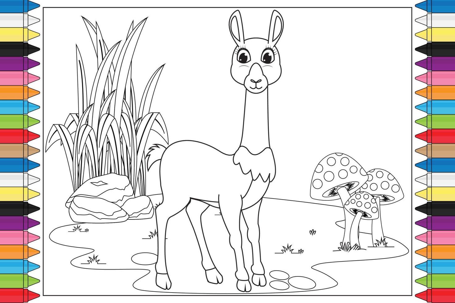 Colorear dibujos animados de animales lindos para niños vector