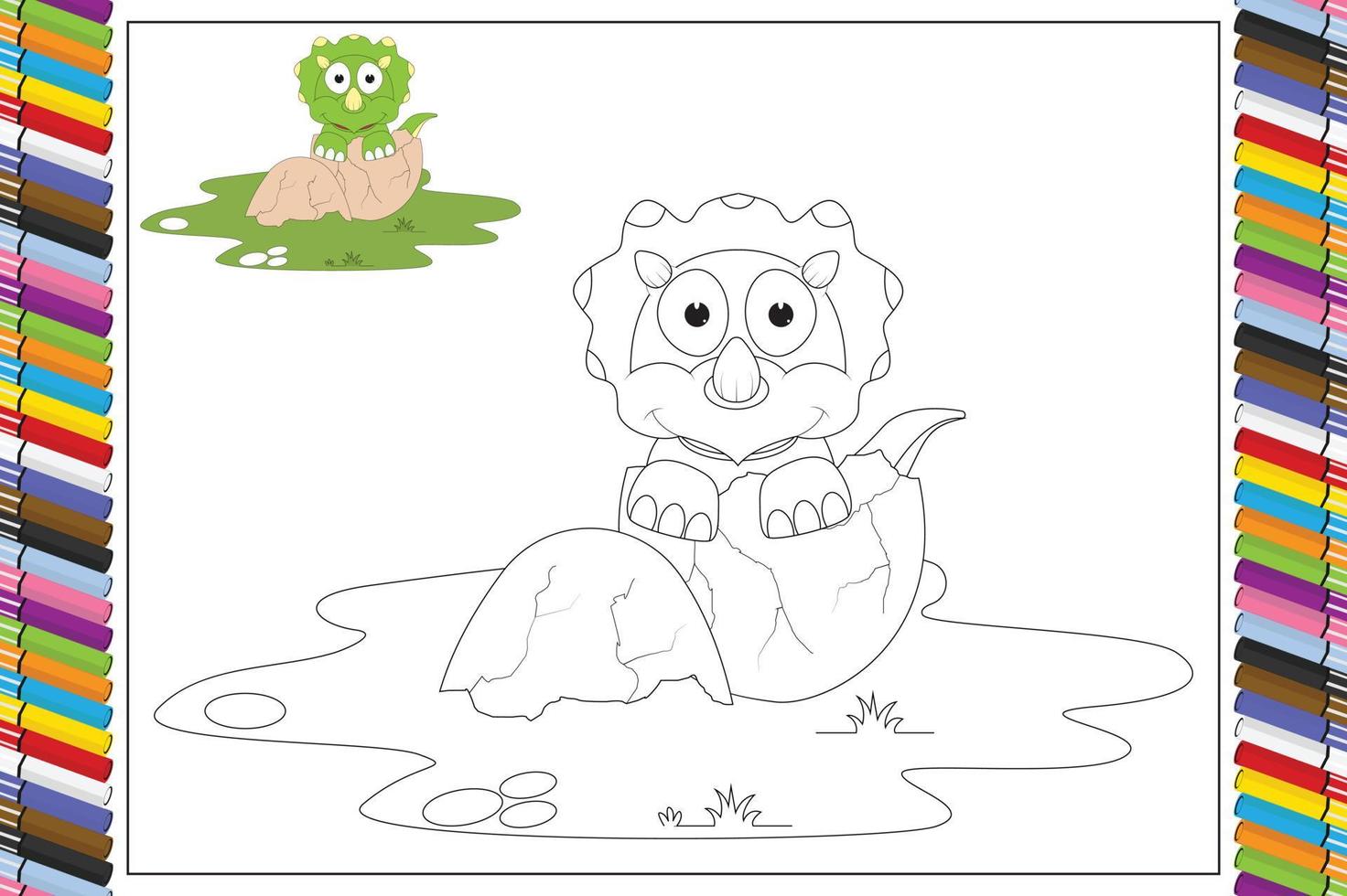 coloring cute animal cartoon for kids vector