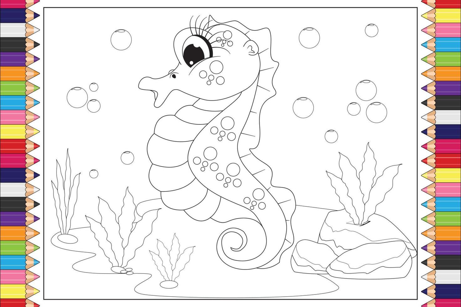 coloring animal cartoon for kids vector