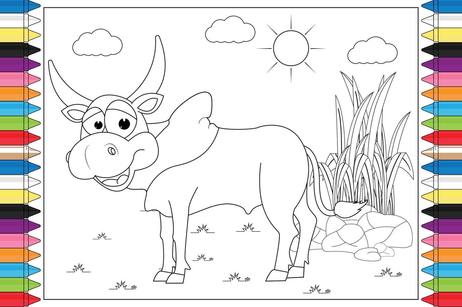 Colorear dibujos animados de animales lindos para niños vector