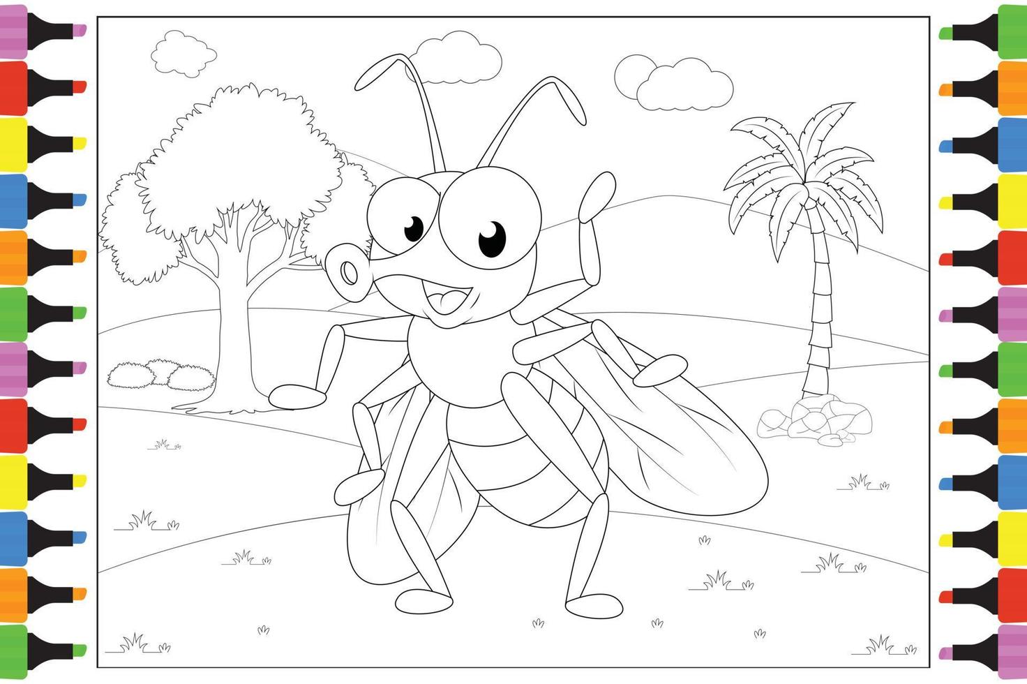 coloring cute animal cartoon for kids vector