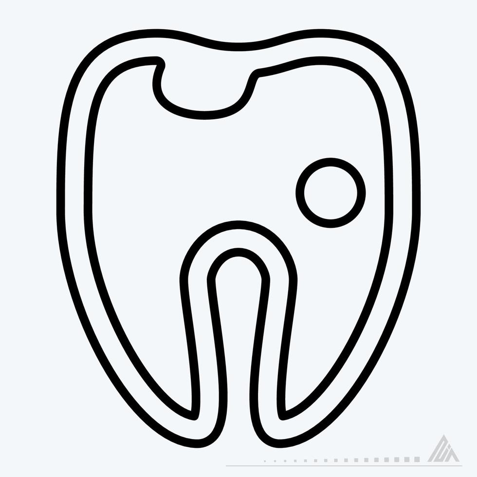 Icon Vector of Hollow Tooth - Line Style