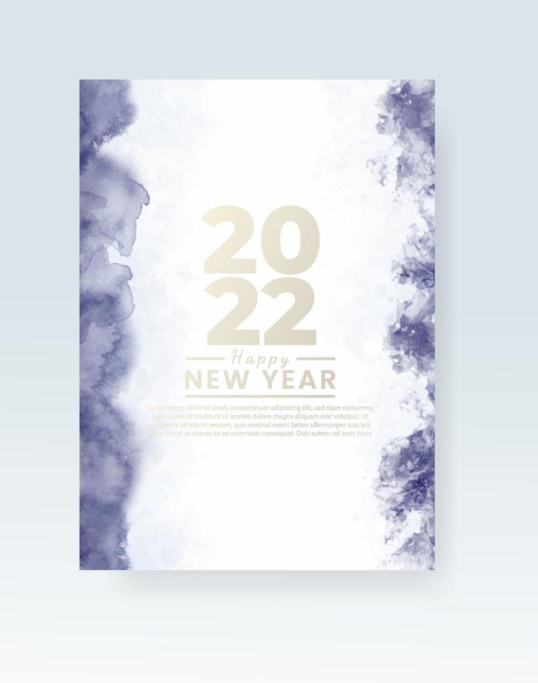Happy new year 2022 poster or card template with watercolor wash splash vector