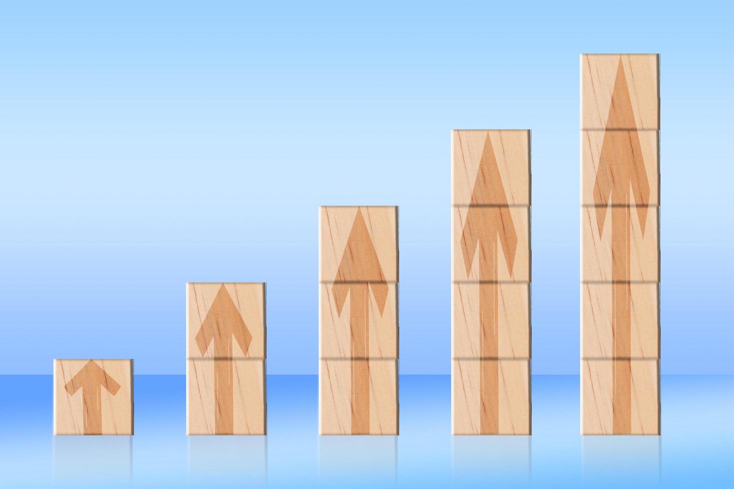 As a step stair, use a wood cube with arrow stacking. The process of a business concepts growth and success, as well as the objective Financial concept and business analytics photo