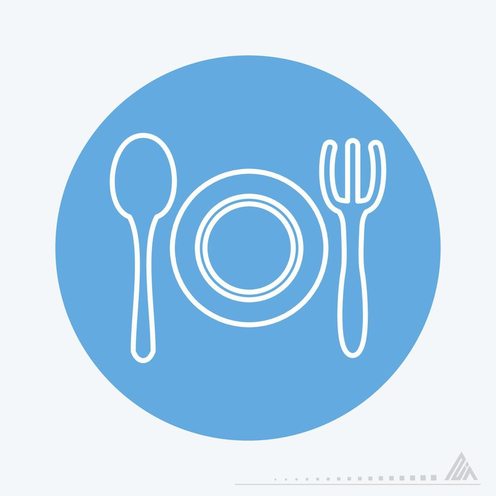 Vector Graphic of Dinner - Blue Monochrome Style