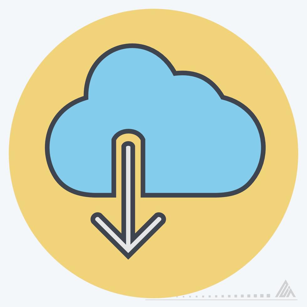 Icon Vector of Cloud with downward arrow - Lineal Color Style