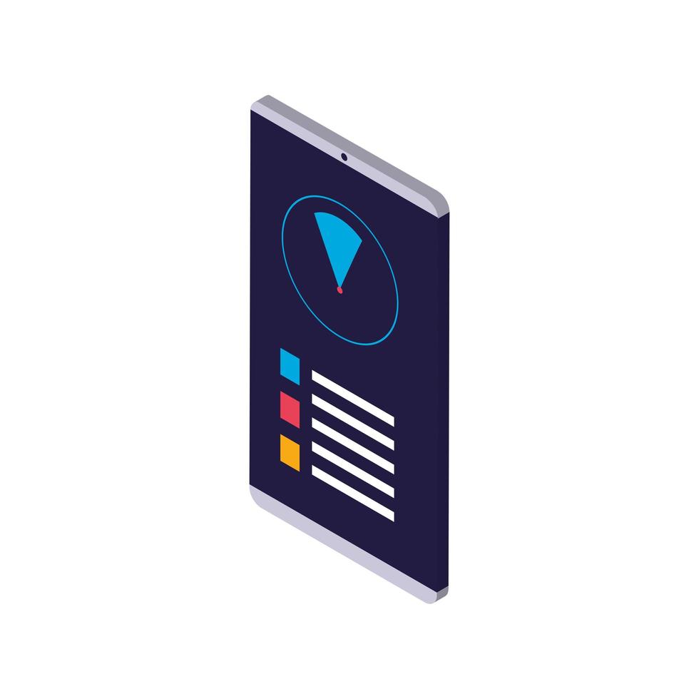 smartphone data information report diagram isometric icon isolated vector