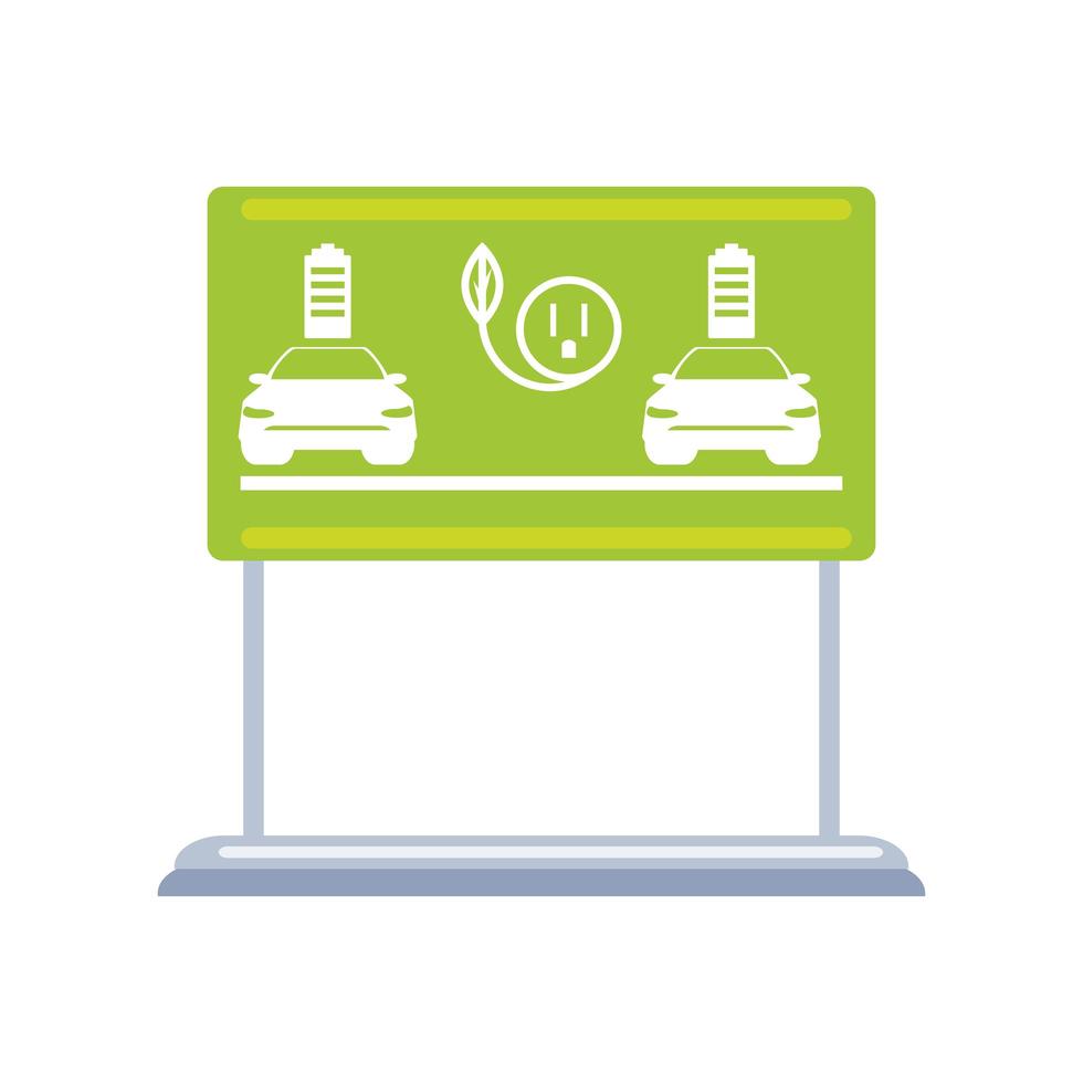 Tablero de señales de tráfico zona de carga de coches eléctricos vector