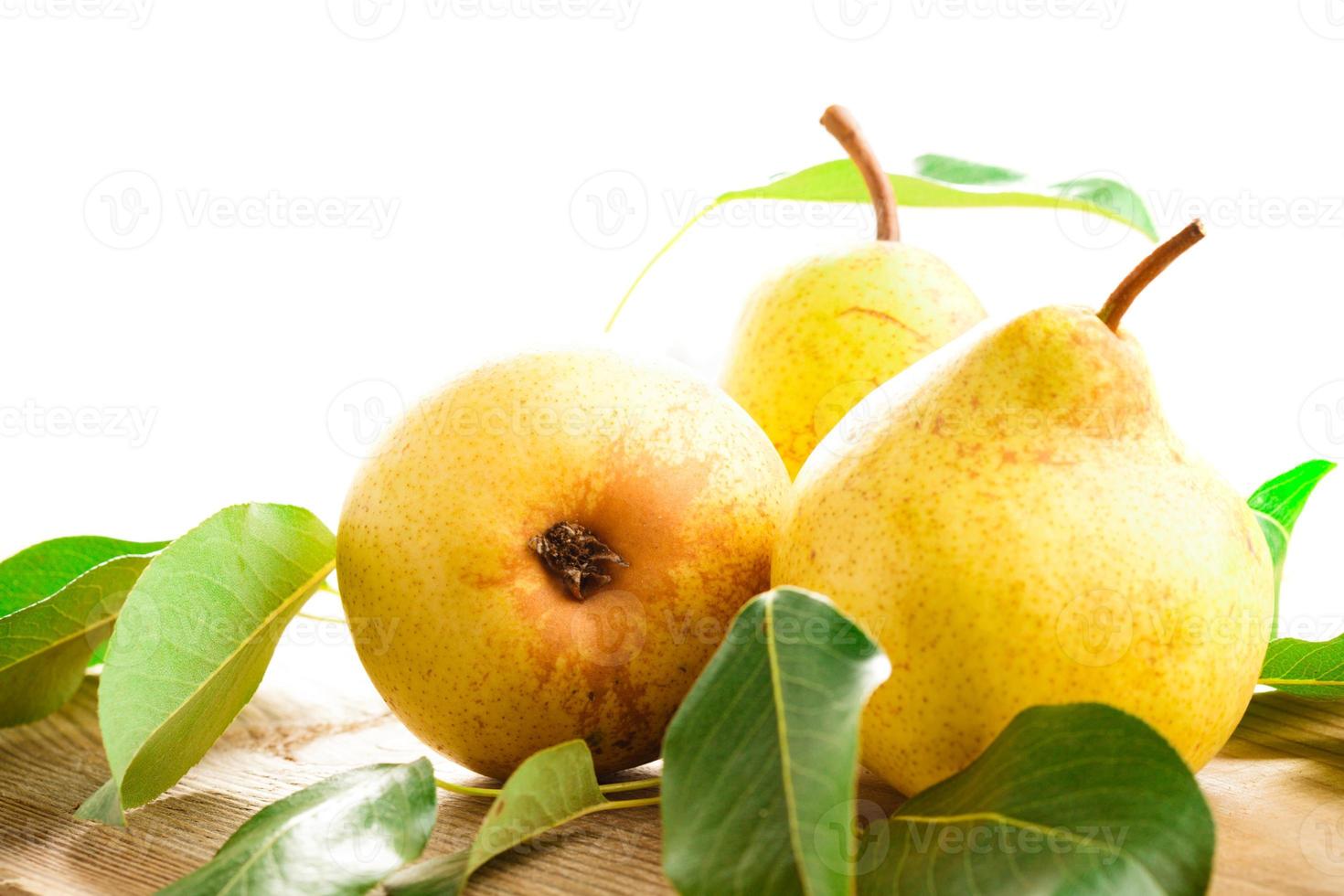 Pears and leaves isolated photo