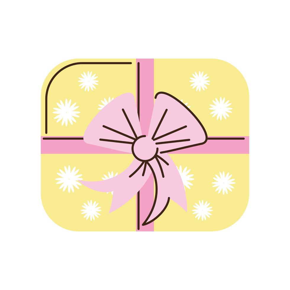 gift box with bow ribbon top view cartoon isolated style vector