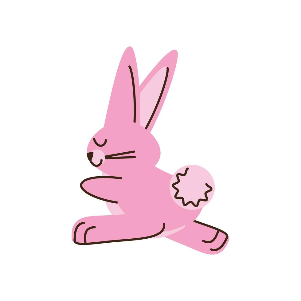 cute little pink rabbit cartoon isolated style vector