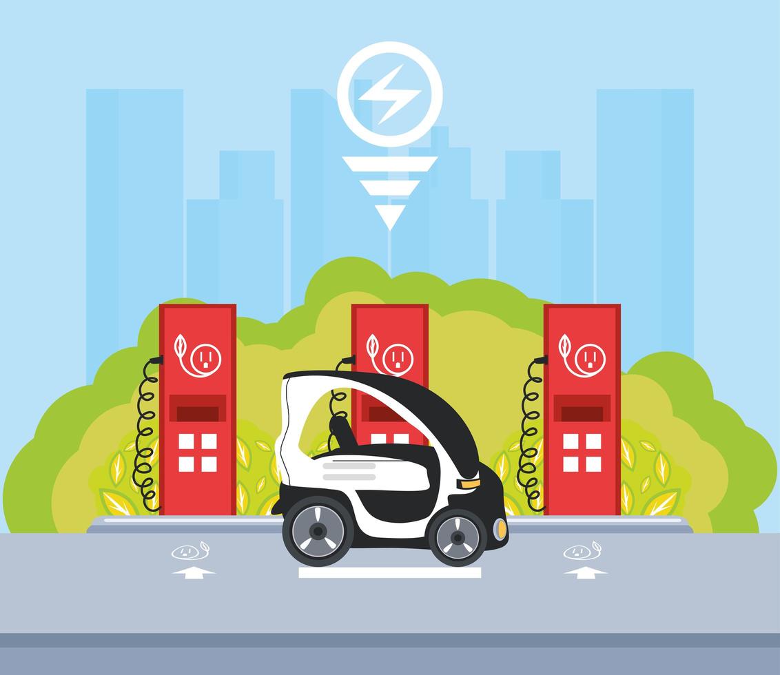 electric car charging station pump service vector