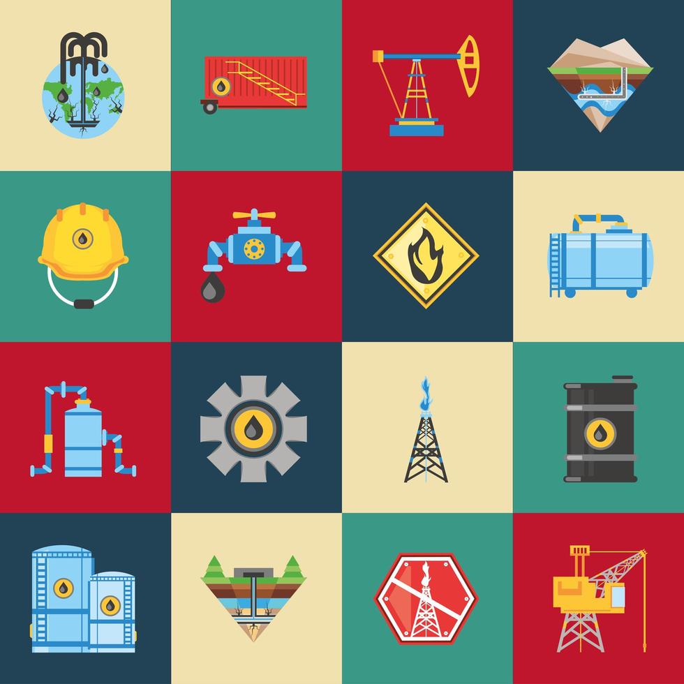 fracking oil extraction hydraulic technology icons vector