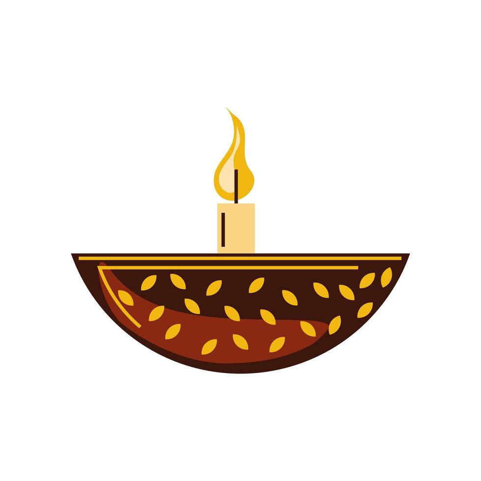 lantern with burning candle cartoon isolated style vector