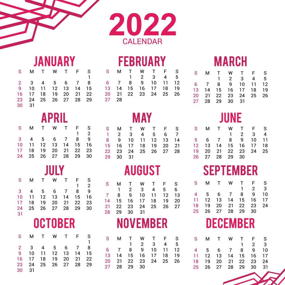 New Year Calendar 2022 Template Design vector