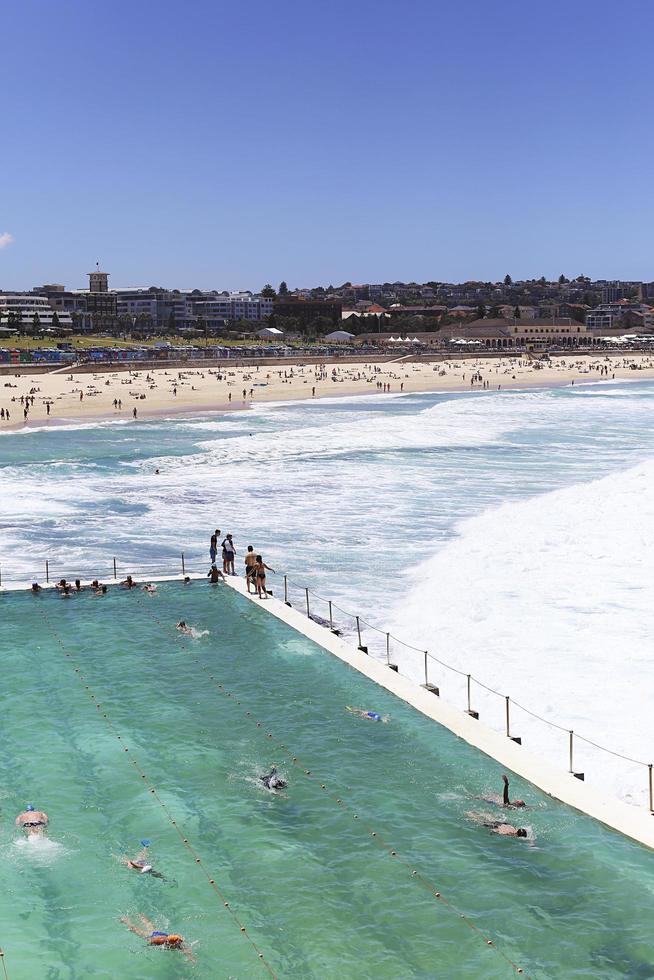 SYDNEY, AUSTRALIA, JANUARY 21, 2017 - Unidentified people at Bondi Baths in Sydney, Australia. It is a tidal pool opened at 1929. photo