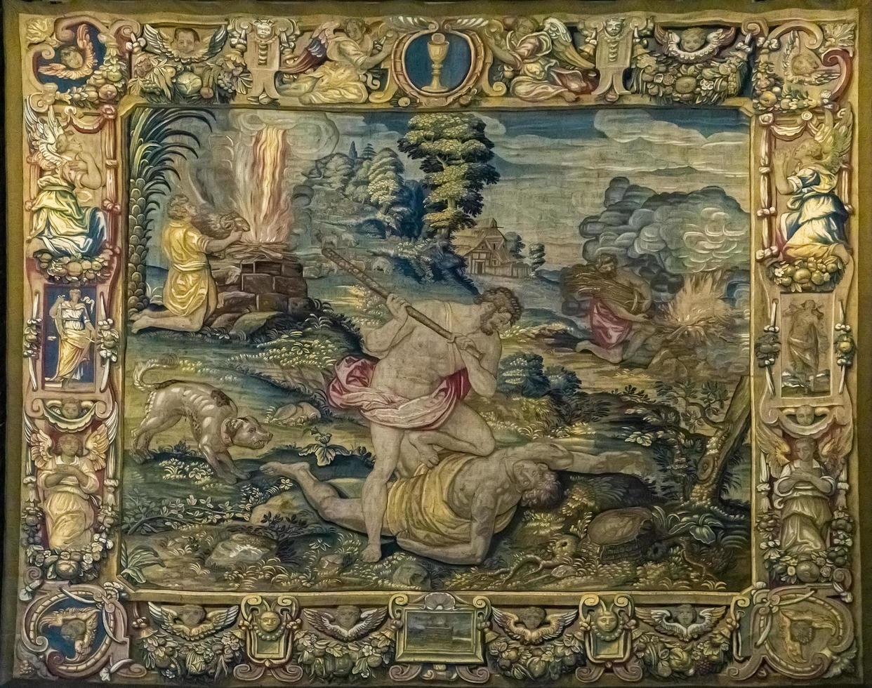 Como, Italia, 16 de abril de 2019 - Detalle del tapiz de la Catedral de Como en Italia. como catedral es la catedral católica romana inaugurada en 1396. foto