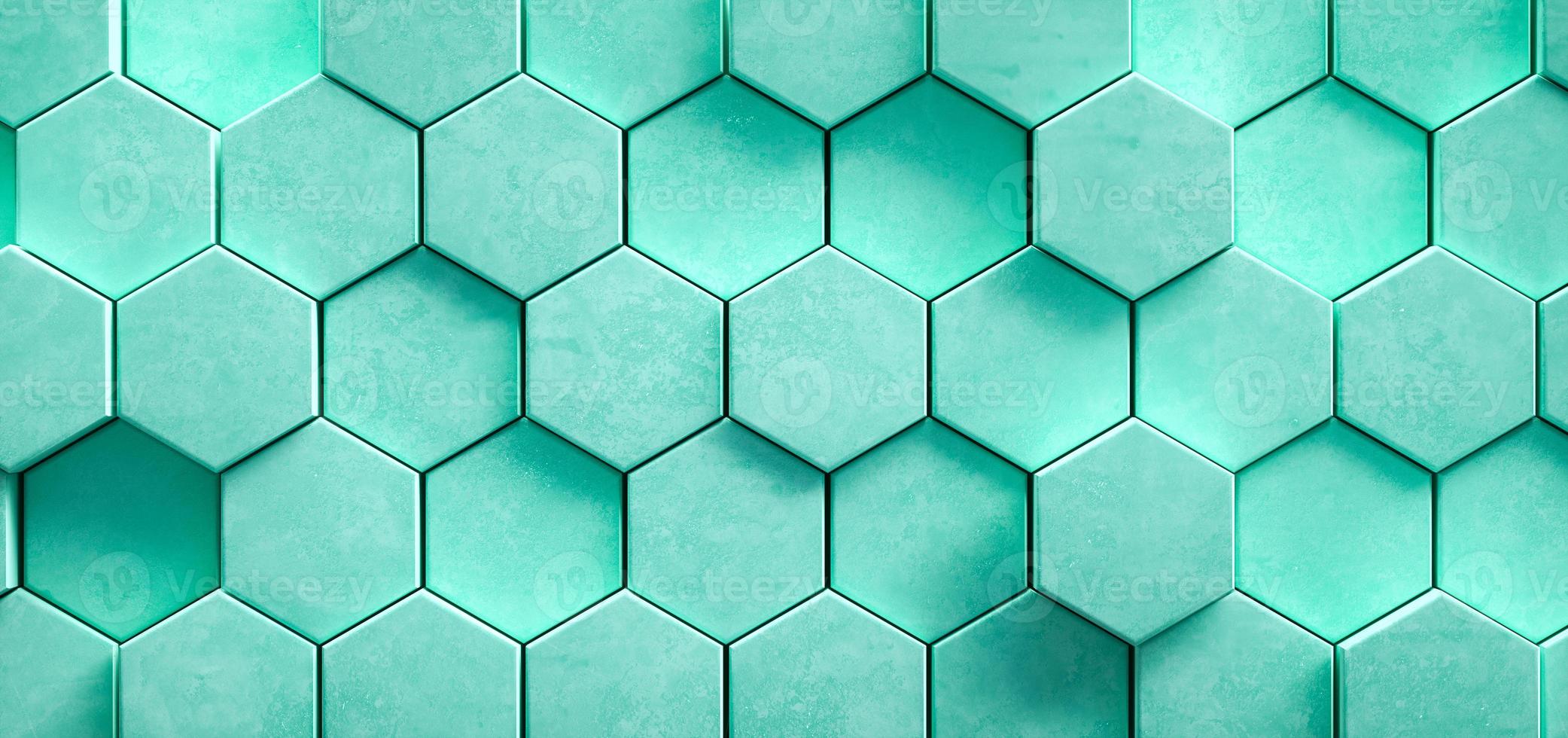 3D Illustration. White geometric hexagonal abstract background. Futuristic and technology concept. photo