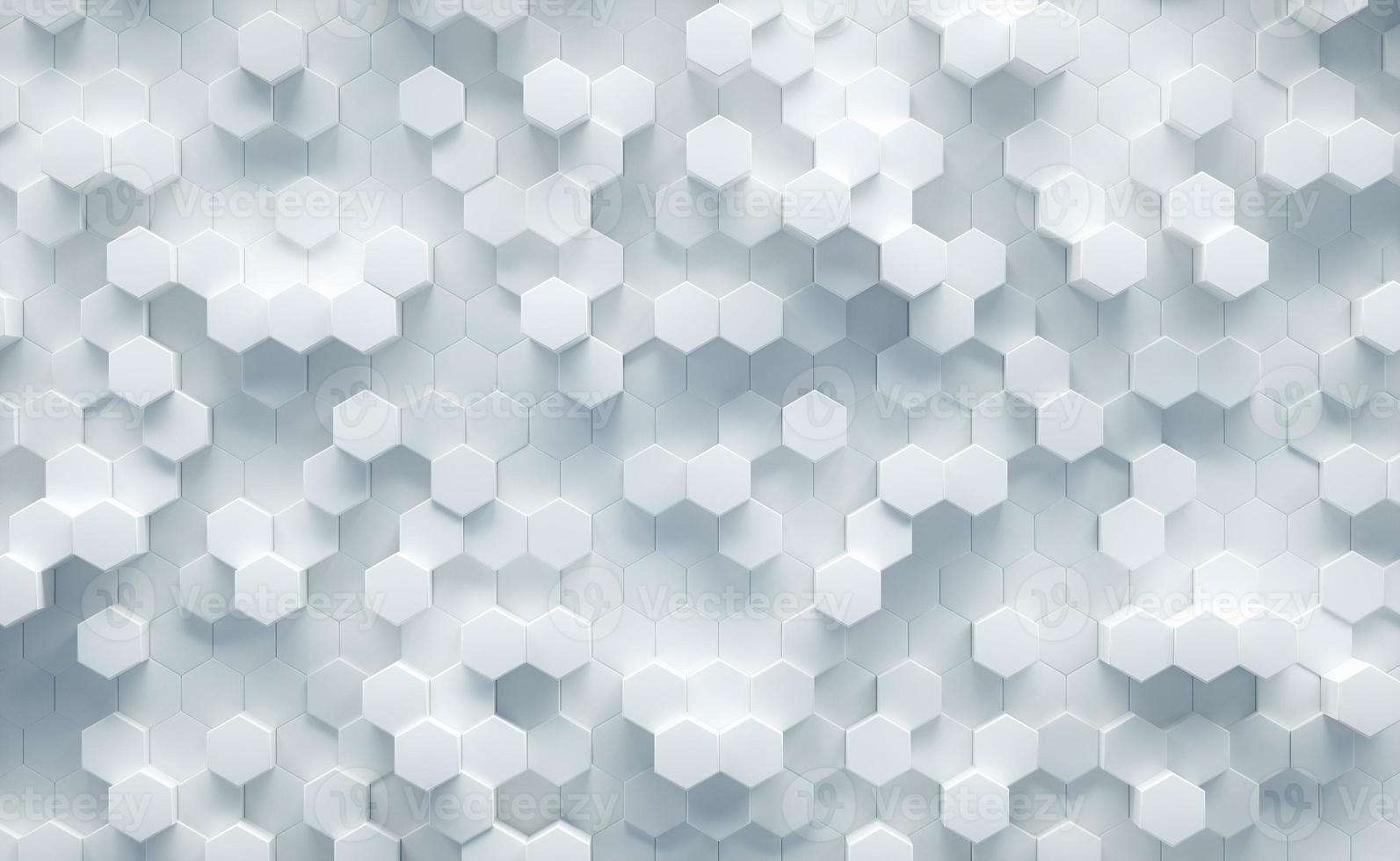 3D Illustration. White geometric hexagonal abstract background. Futuristic and technology concept. photo