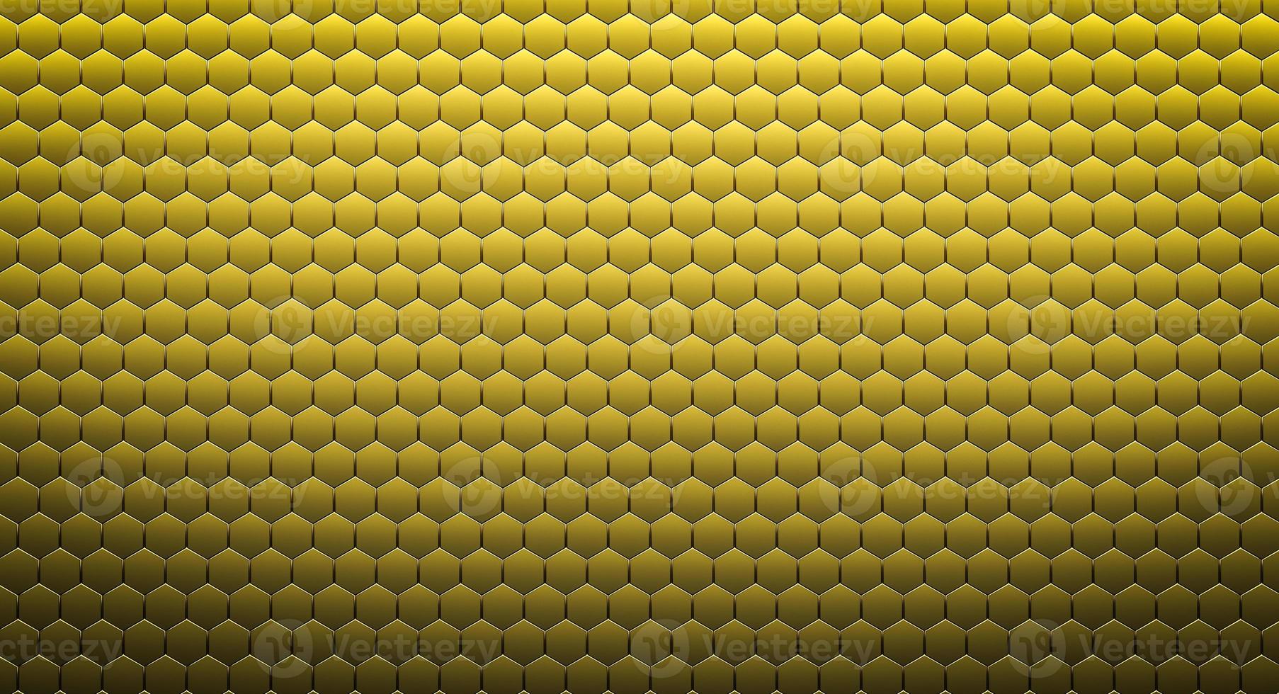 Fondo o textura hexagonal de oro abstracto. Representación 3d foto