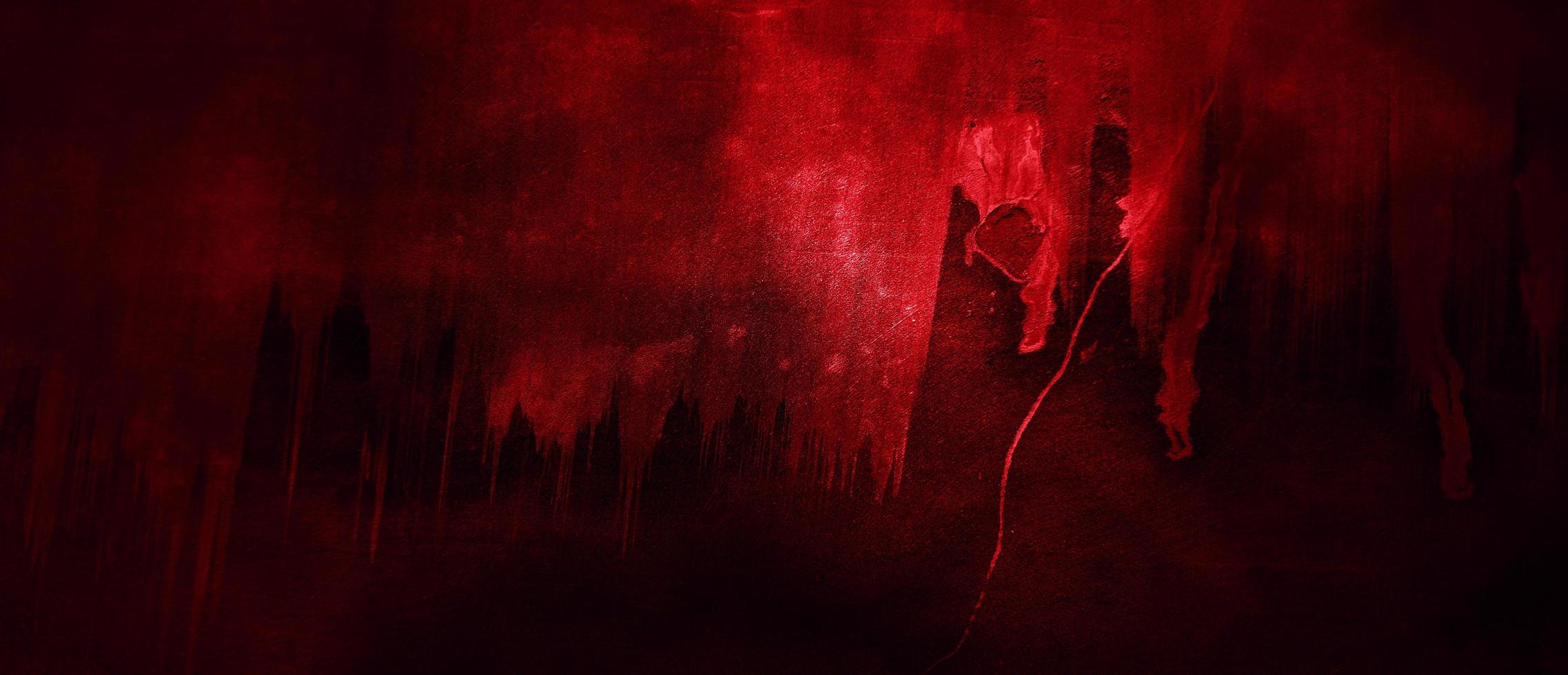 Scary Red and black horror background. Dark grunge red concrete photo