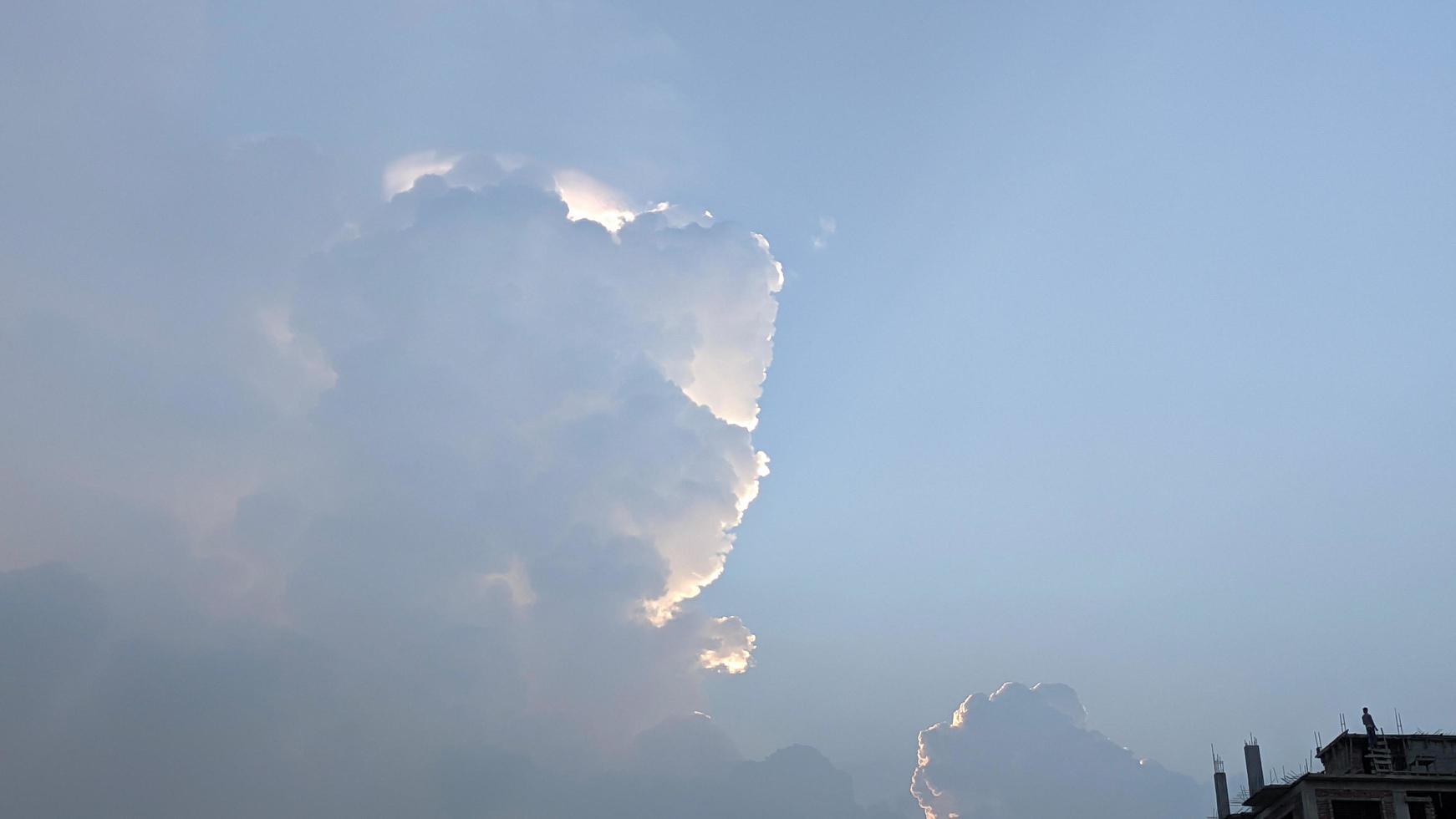 Sunset on blue sky. Blue sky with some clouds. blue sky clouds, summer skies, cloudy blue sky photo