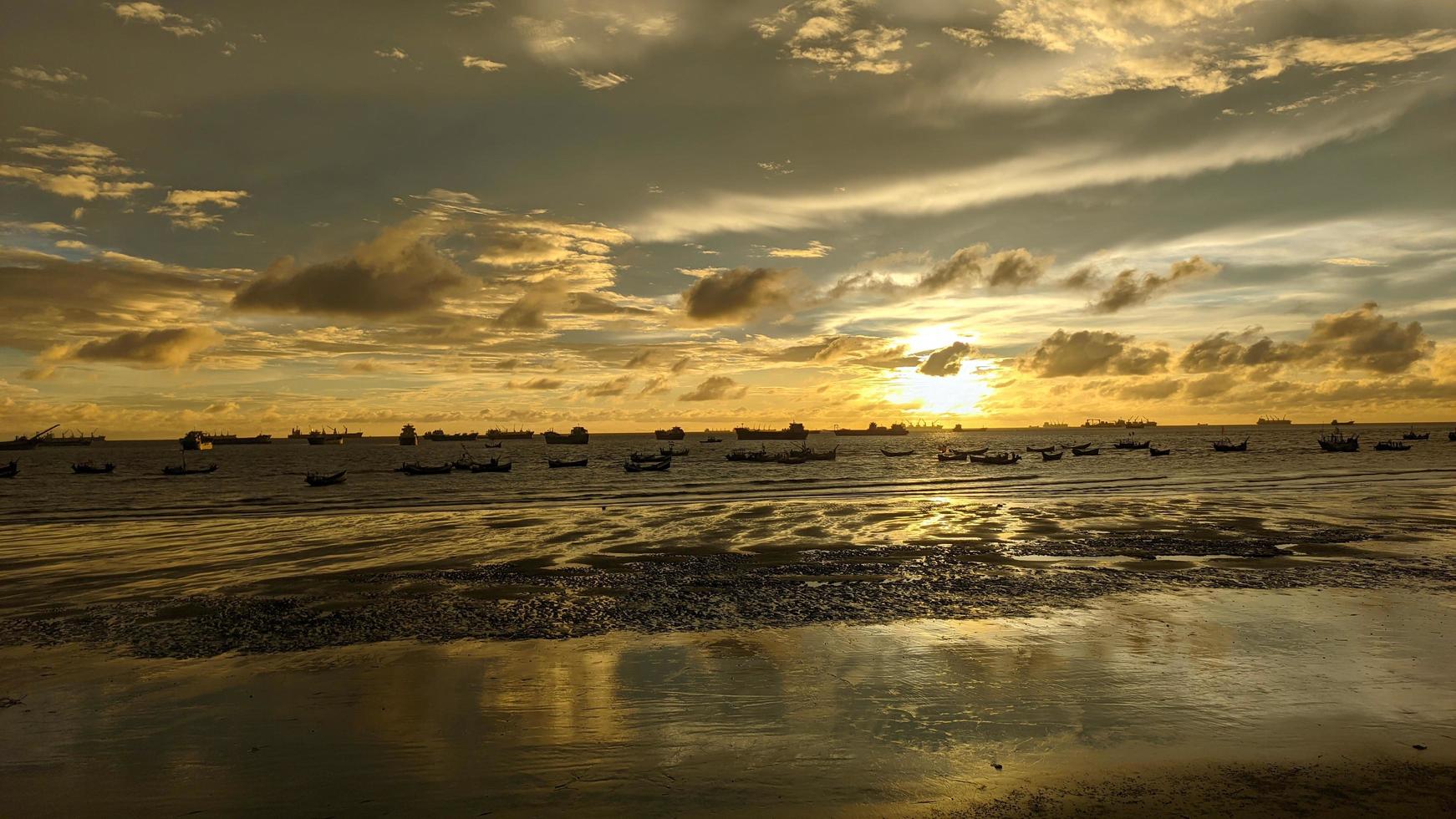 Sunset on blue sky. Blue sky with some clouds. blue sky clouds, summer skies, cloudy blue sky photo