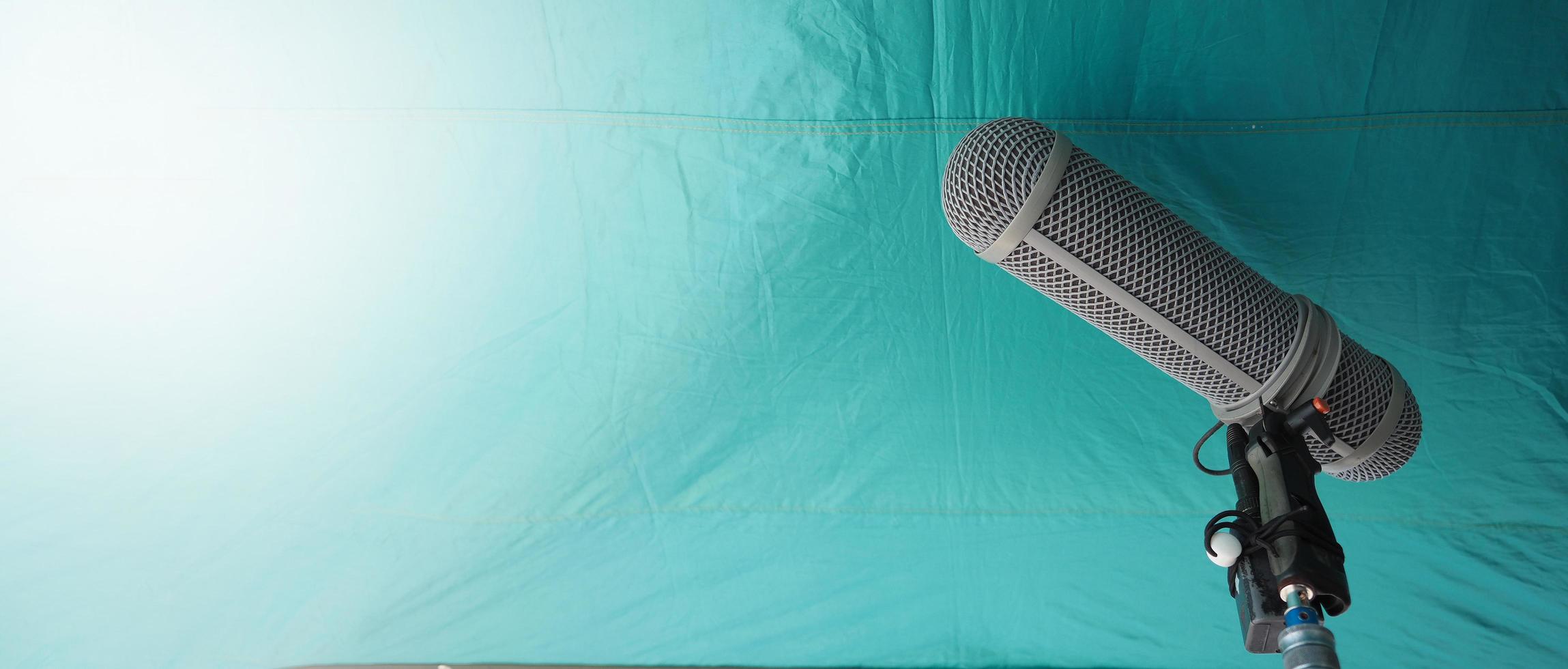 Microphone boom type. Sound recorder boom mic and tripod stand. 3714863