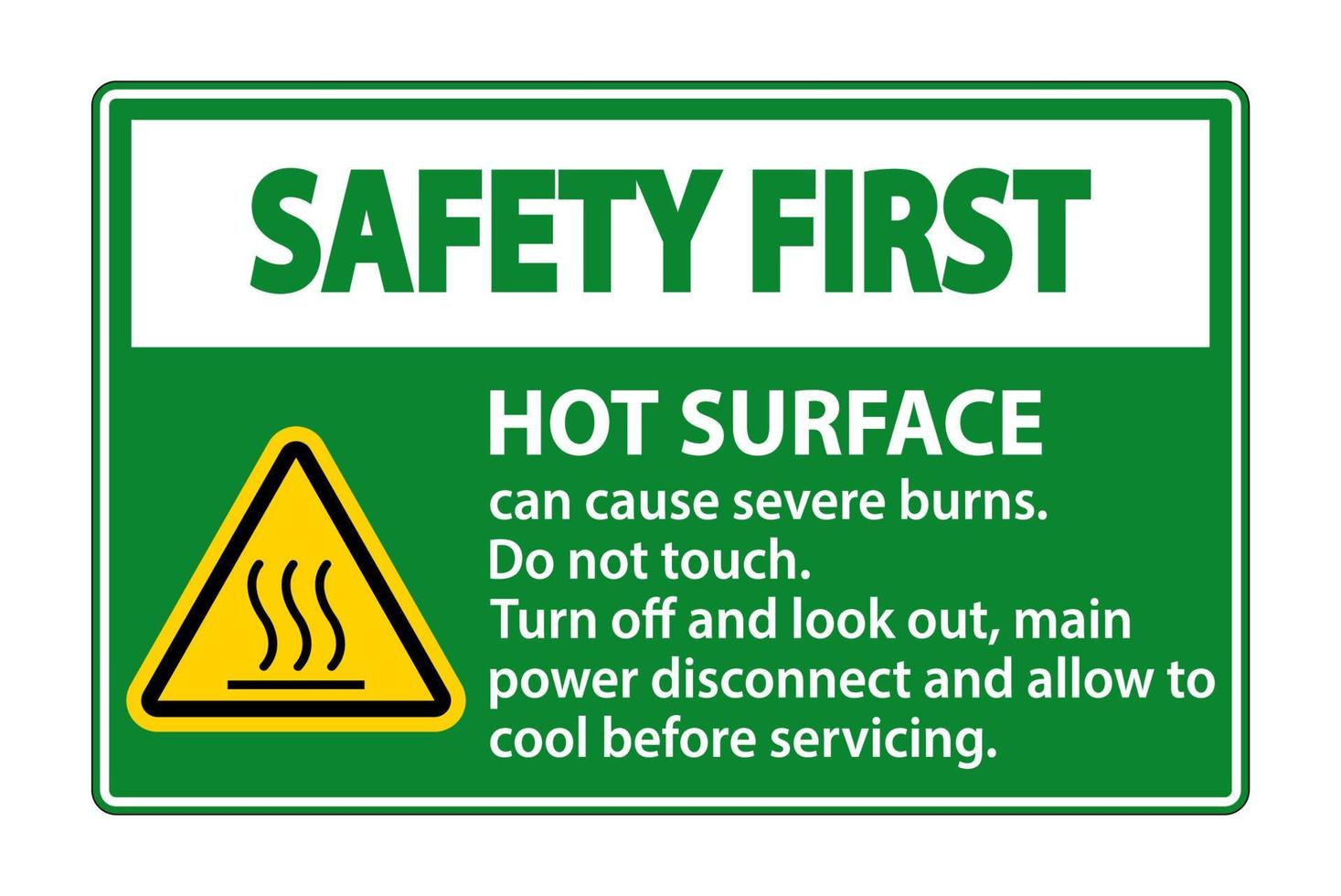 Safety First Hot surface sign on white background vector