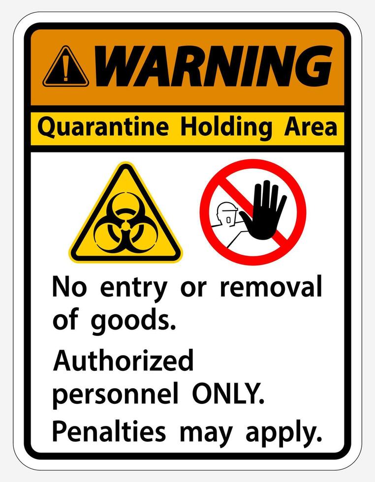 Warning Quarantine Holding Area Sign Isolated On White Background,Vector Illustration EPS.10 vector