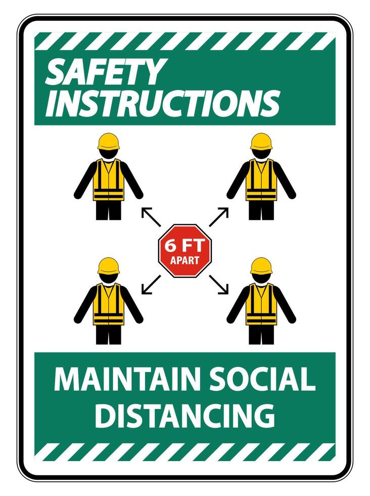 Safety Instructions Maintain social distancing, stay 6ft apart sign,coronavirus COVID-19 Sign Isolate On White Background,Vector Illustration EPS.10 vector